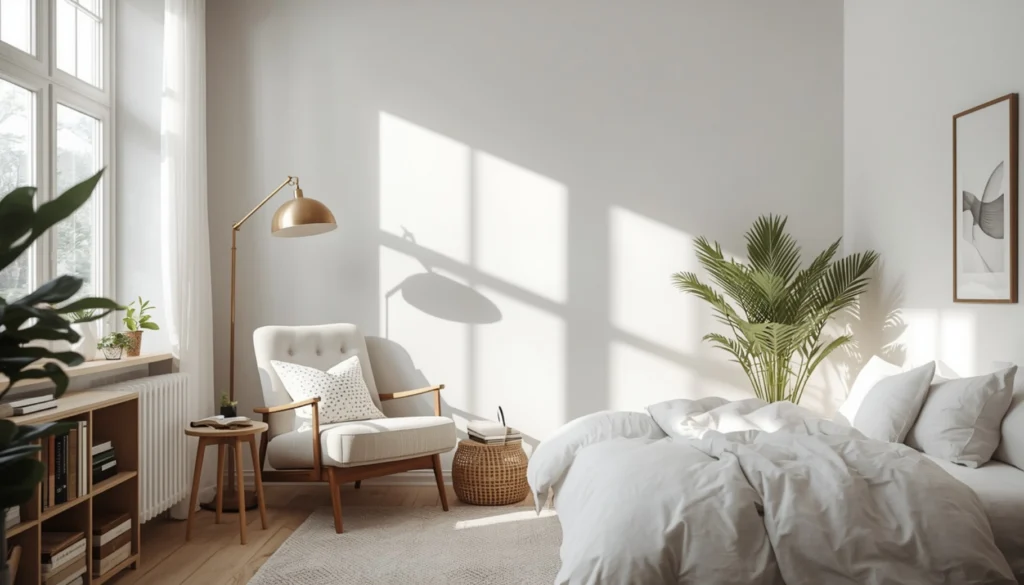White Bedroom With Indoor Reading Corner