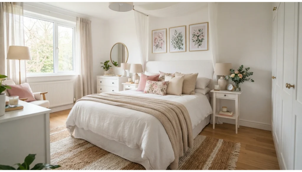 White Bedroom With Soft Pastel Accents