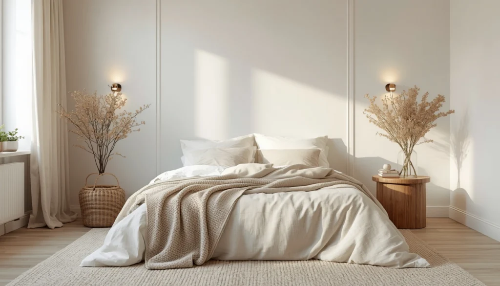 White Bedroom With Warm Neutral Layers