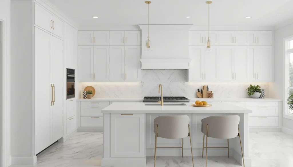 White Kitchen with Ceiling Height Cabinets