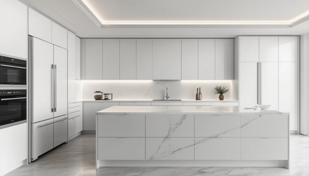 White Kitchen with Hidden Appliances