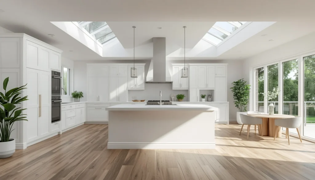 White Kitchen with Skylights and Natural Light