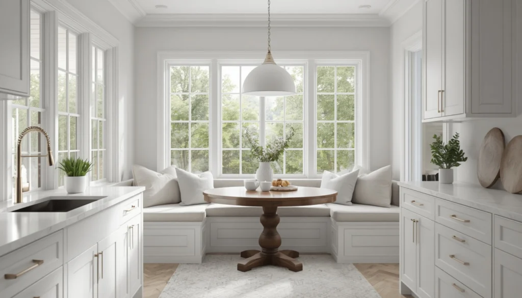 White Kitchen with a Cozy Breakfast Nook