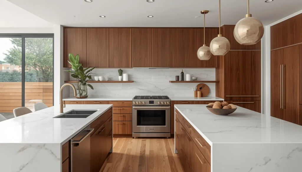  White Quartz Countertops with Soft Veining
