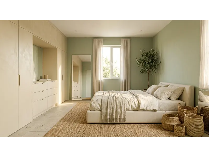 A Decluttered Bedroom With Built In Storage