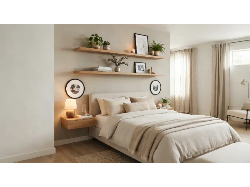 Add Floating Shelves Above the Bed