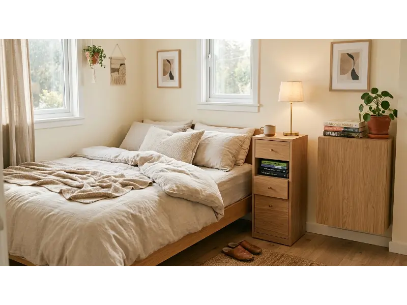 Add Slim Storage Beside the Bed
