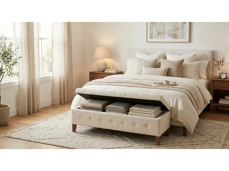 Add a Storage Bench at the Foot of the Bed