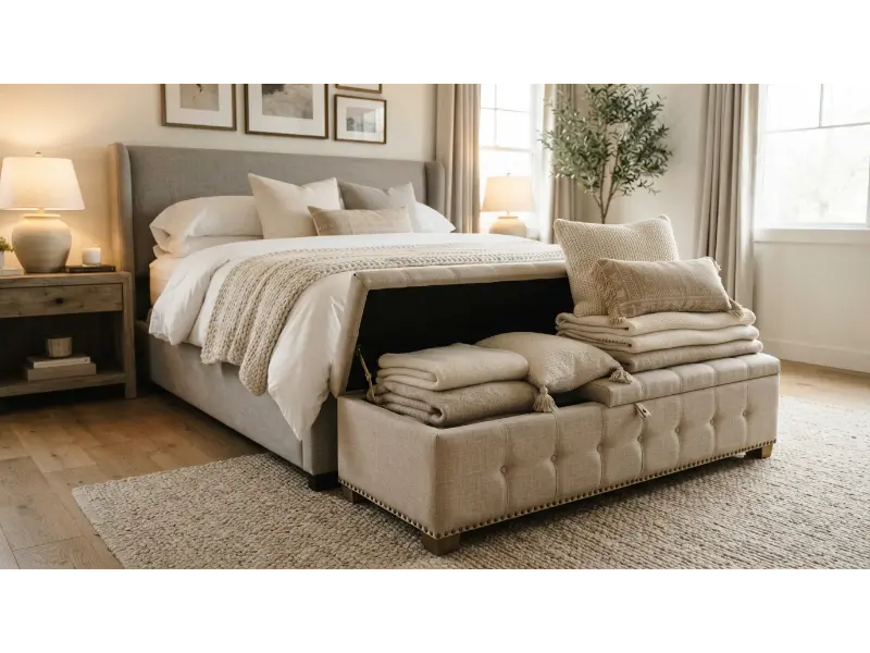 Add a Storage Bench at the Foot of the Bed