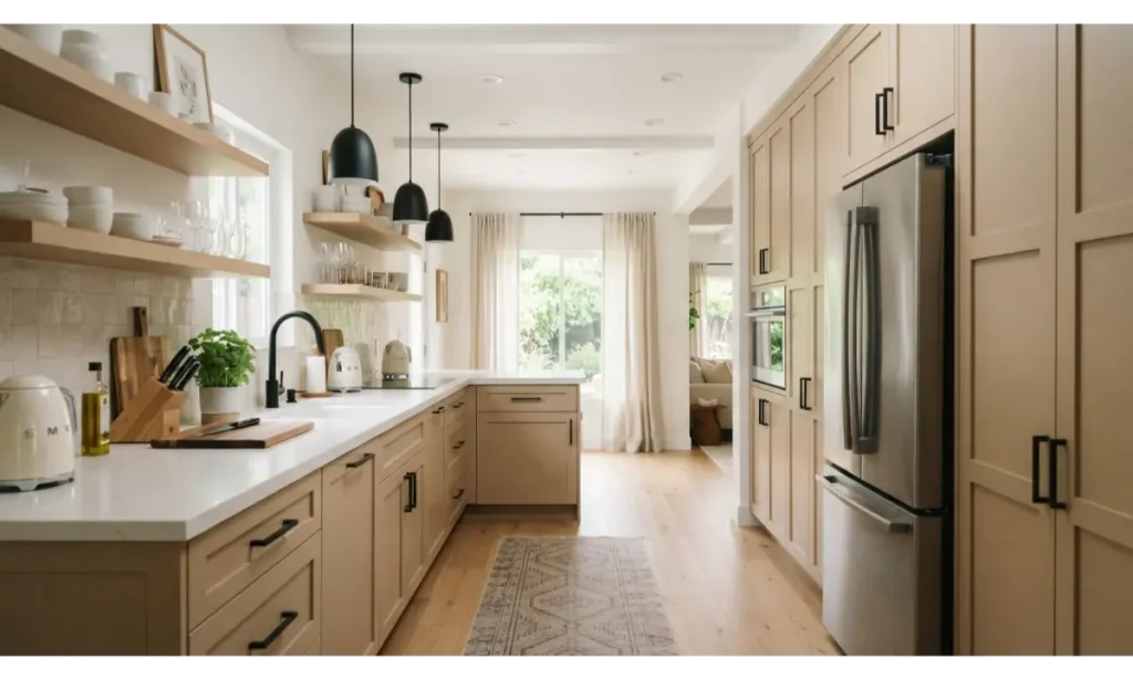 Black Hardware and Neutral Cabinets