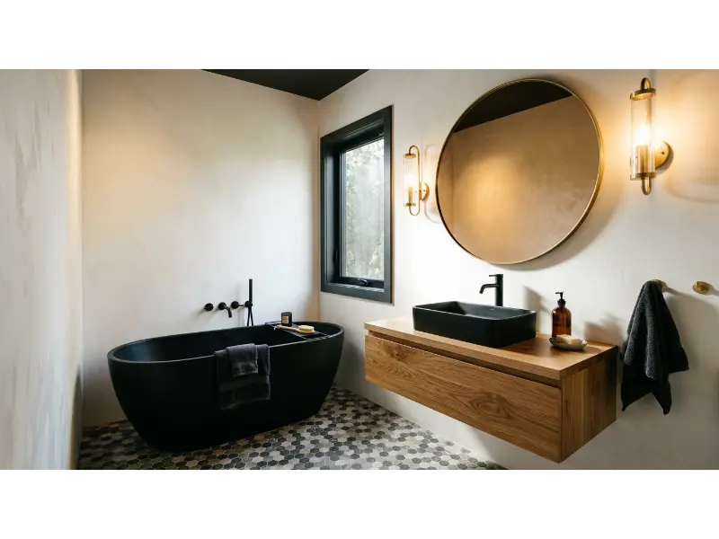 Black Tub With Light Walls