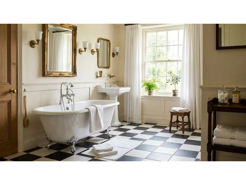 Black and White Checkerboard Floor