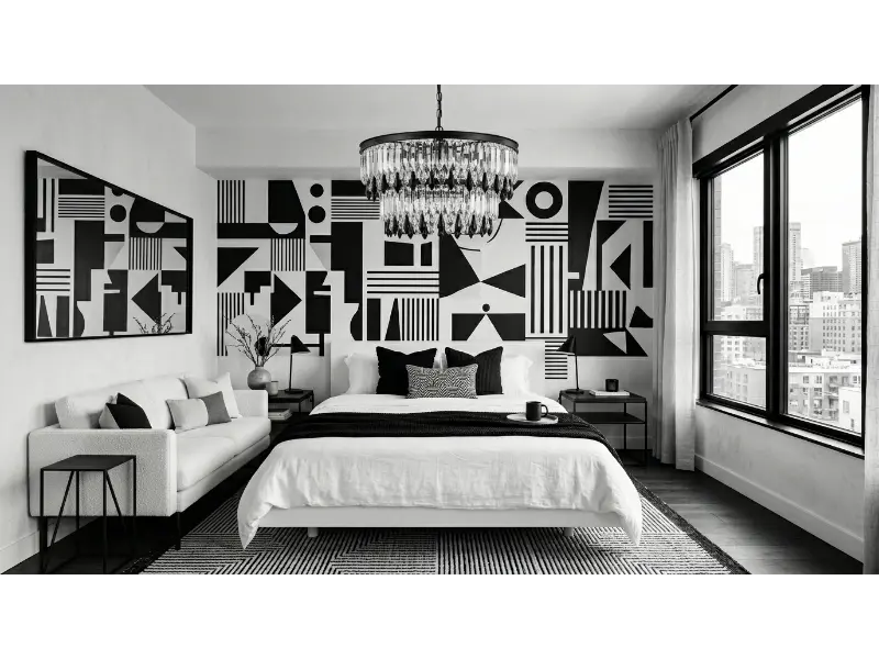 Black and White Graphic Bedroom