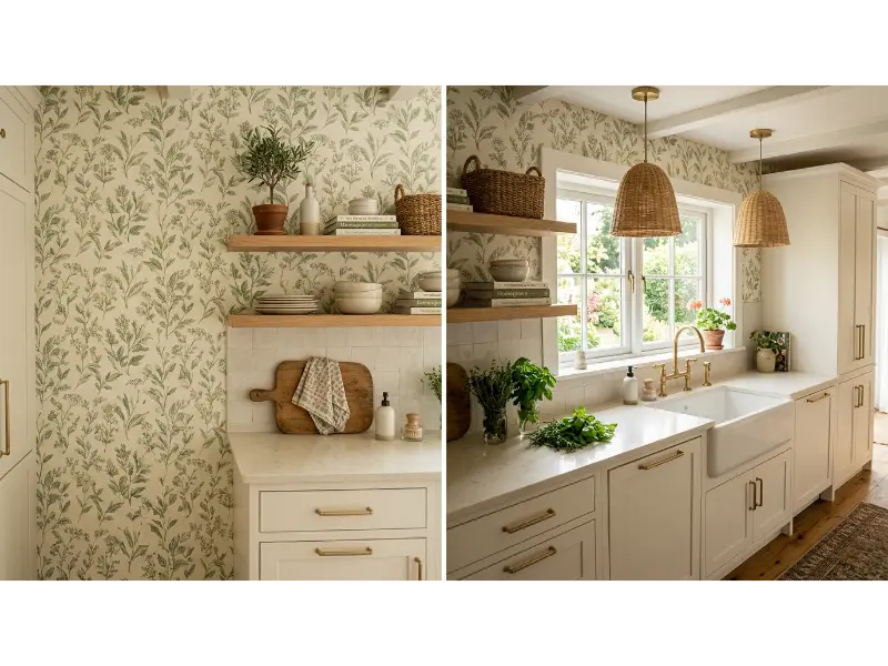 Botanical Green Kitchen Wallpaper