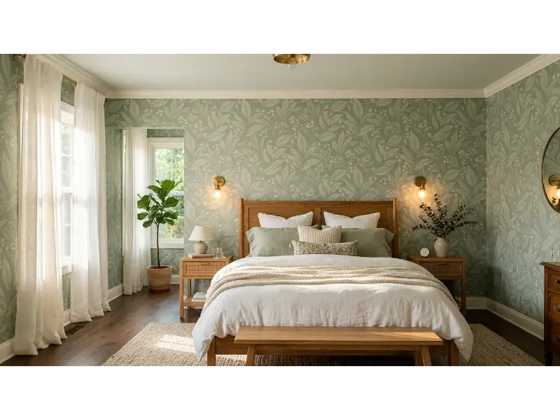 Botanical Wallpaper Bedroom Retreat