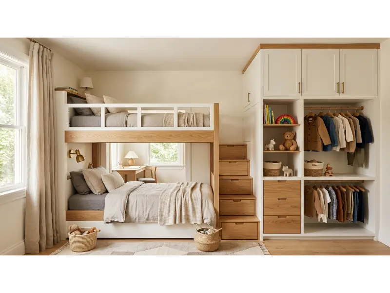 Bunk Bed With A Built In Wardrobe