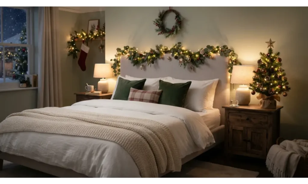 Christmas Light Indoor Ideas for a Bedroom Headboard