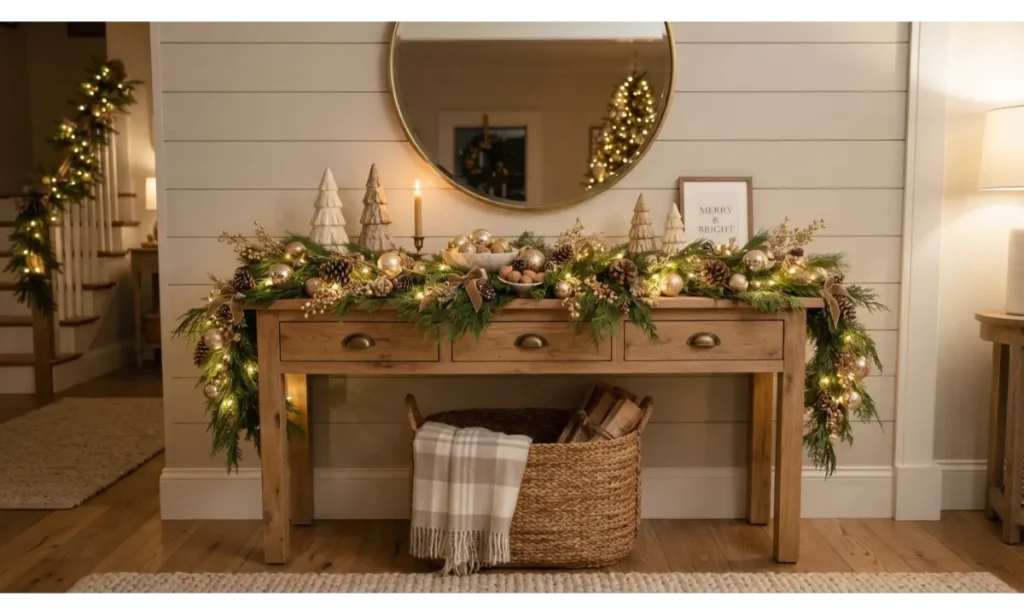 Christmas Light Indoor Ideas for a Console Table