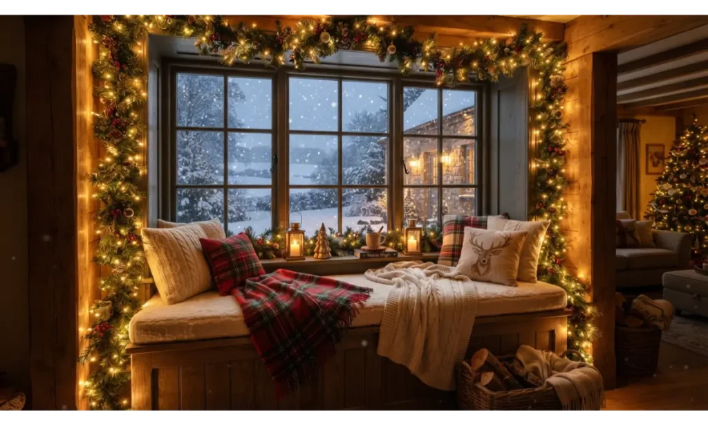 Christmas Light Indoor Ideas for a Cozy Window Seat