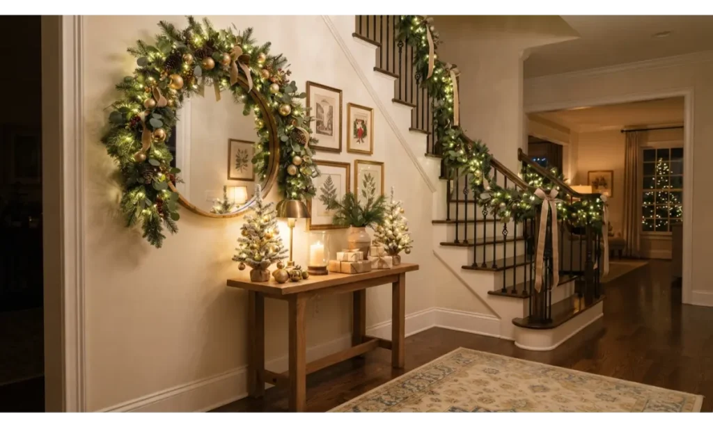 Christmas Light Indoor Ideas for a Stair Landing