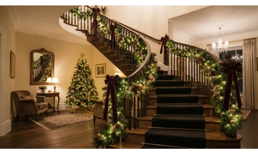 Christmas Light Indoor Ideas for a Staircase