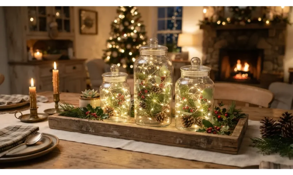 Christmas Light Indoor Ideas in Glass Jars