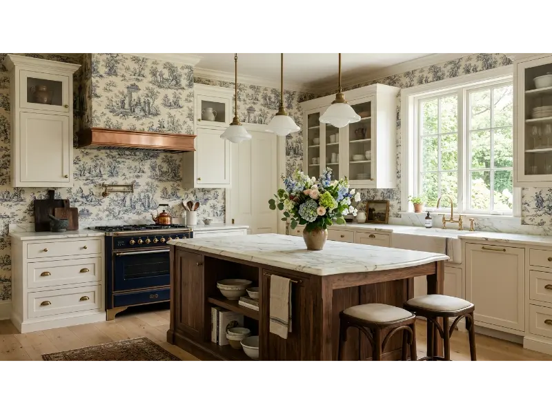 Classic Toile Kitchen Wallpaper