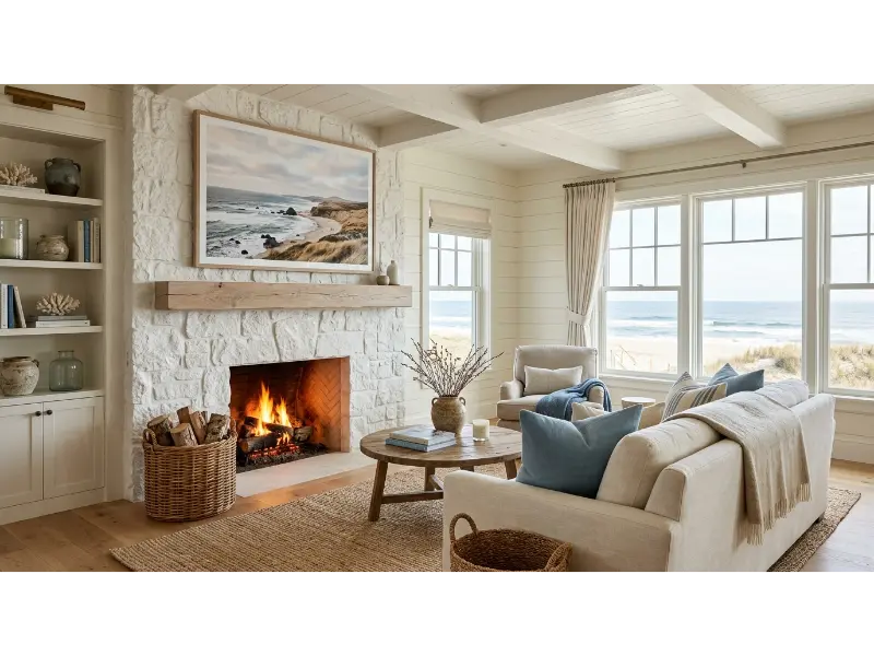 Coastal Fireplace With Texture