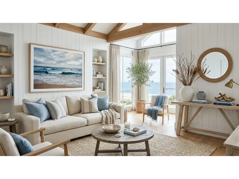 Coastal Gallery With Ocean Artwork