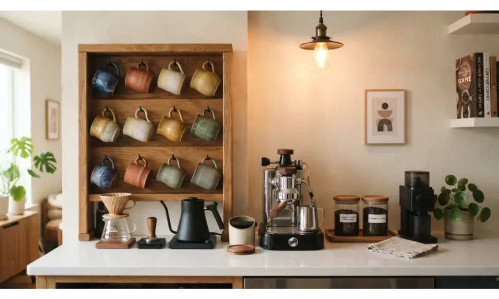 Coffee Bar With Open Mug Display