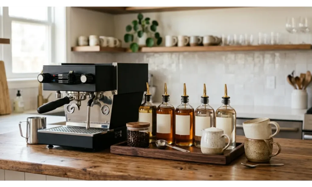 Coffee Bar With a Dedicated Syrup Station
