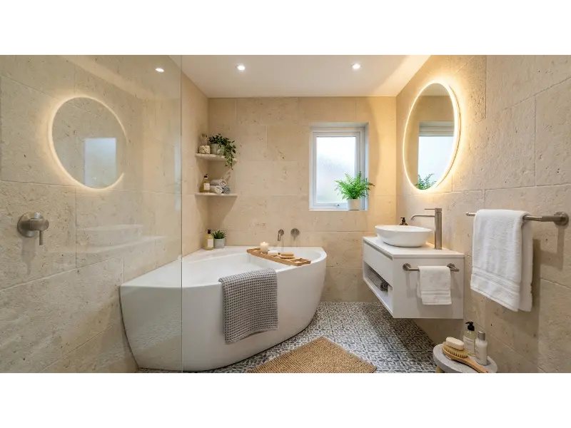 Corner Soaking Tub With Open Floor Space