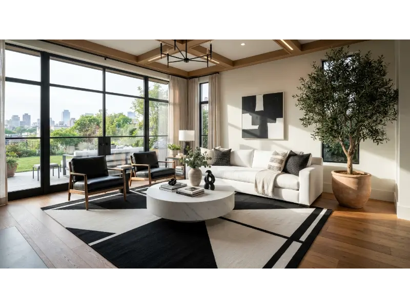 Create Contrast with a Black and White Patterned Rug
