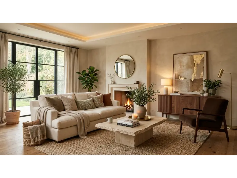 Deep Brown Accents With Light Neutrals
