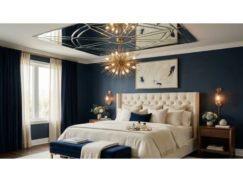 Deep Navy and Cream Bedroom