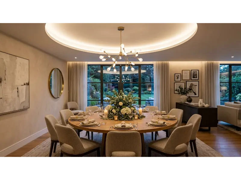 Defined Ceiling Feature Above the Dining Table