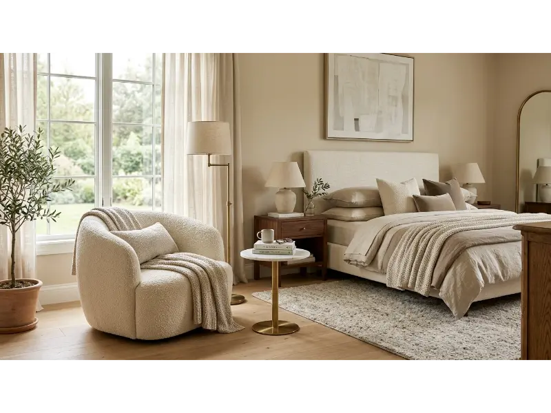 Elegant Bedroom With a Reading Nook
