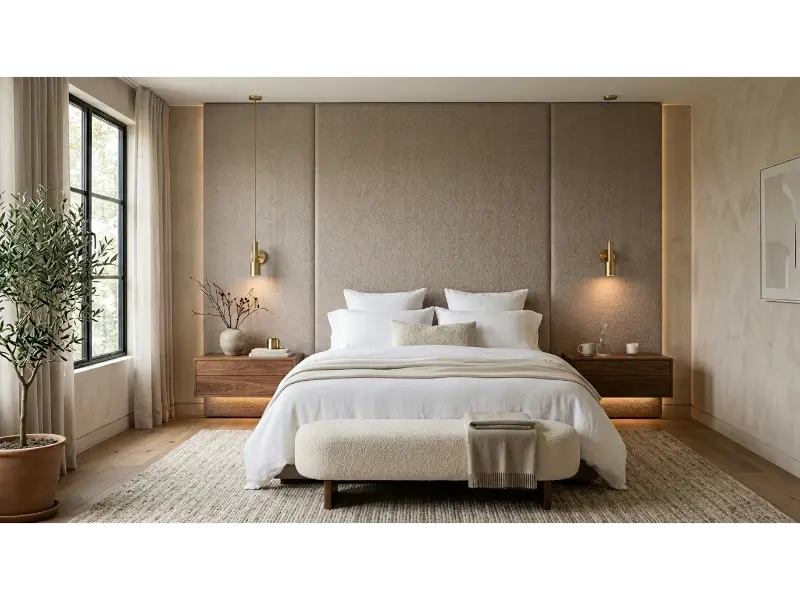 Floor to Ceiling Upholstered Headboard