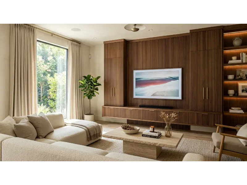 Fluted Cabinet TV Wall