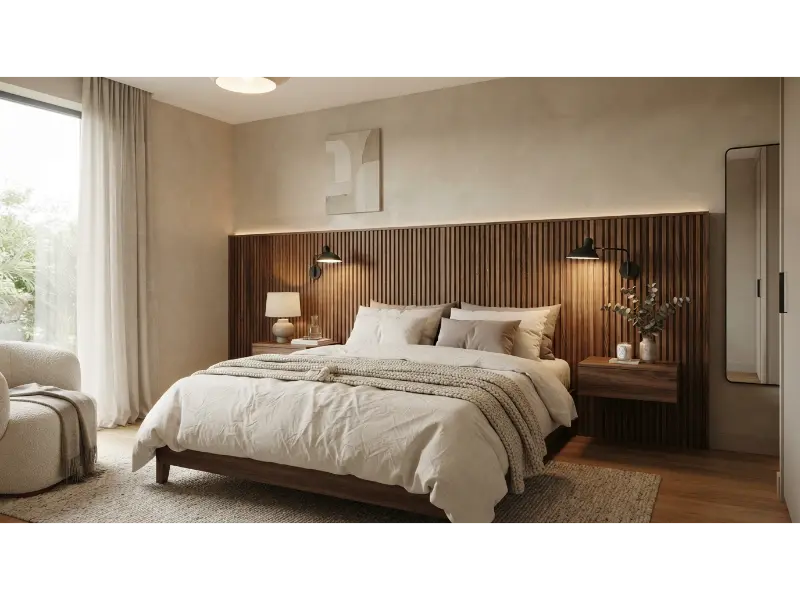 Fluted Wood Headboard