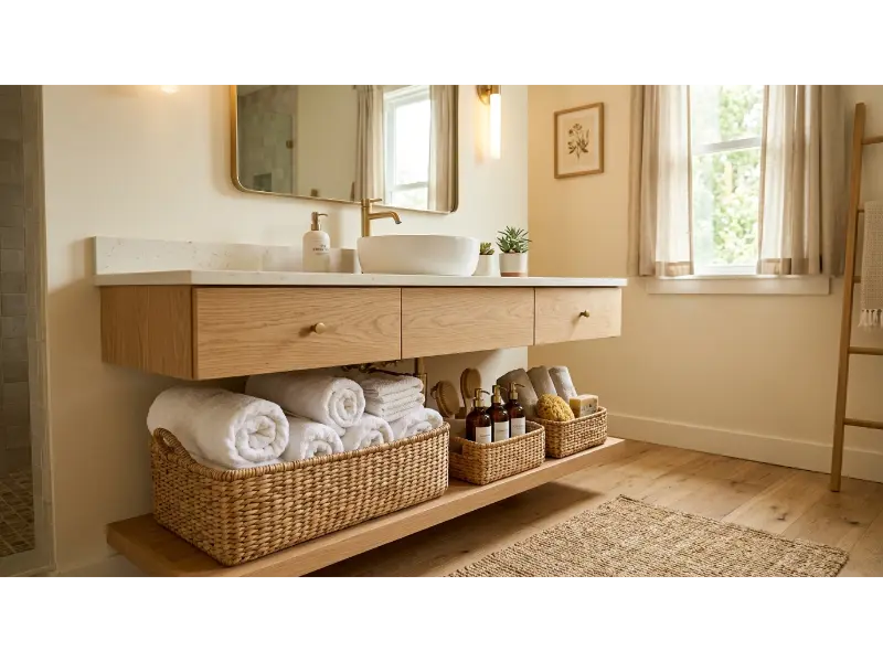 Freestanding Bathroom Basket Station