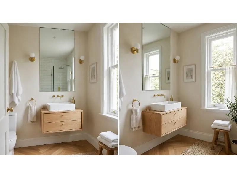 Full Height Mirror for a Small Bathroom