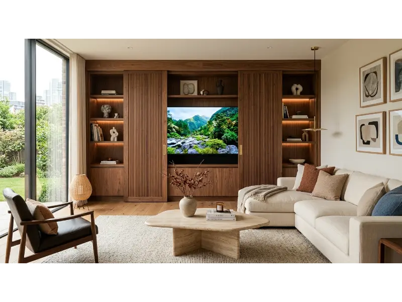 Hidden TV Behind Sliding Panels