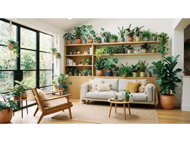 Indoor Plants with Colorful Decorative Pots