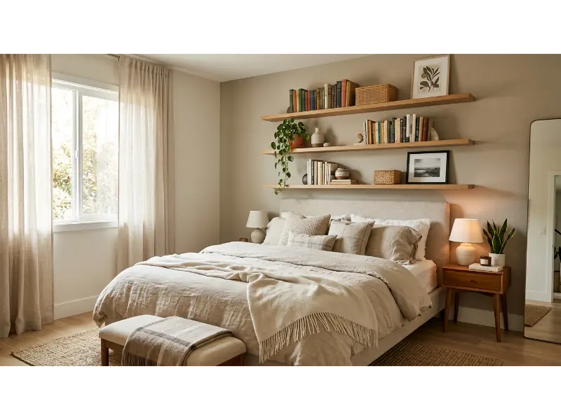 Install Floating Shelves Above the Bed