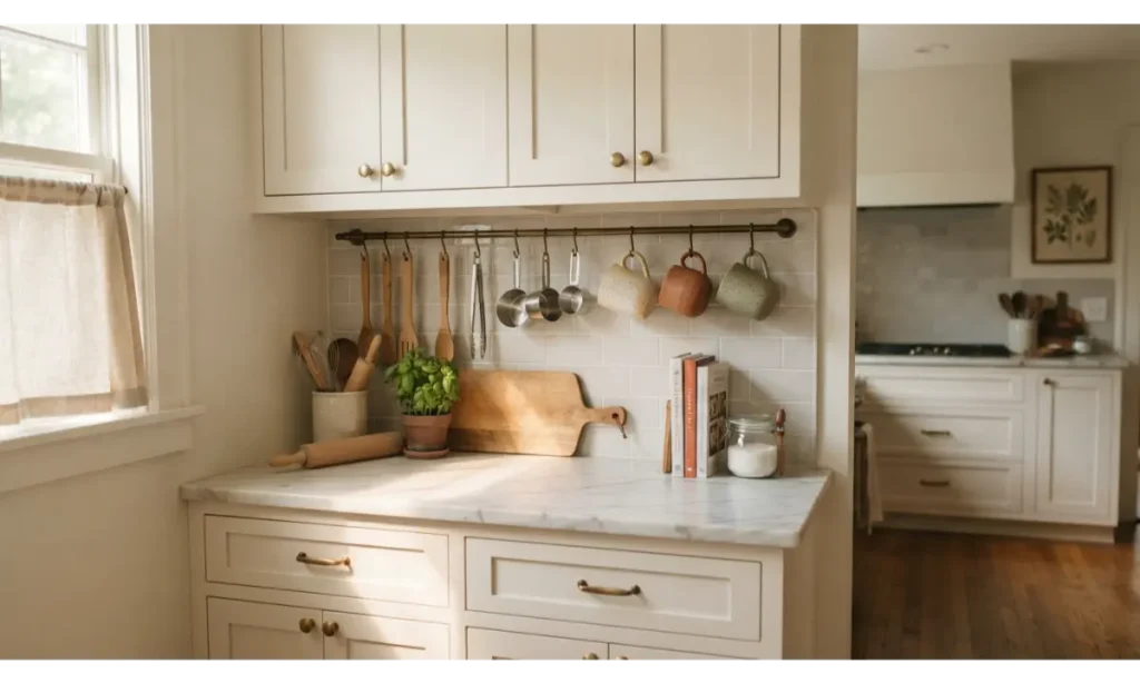 Install Hooks Under Cabinets