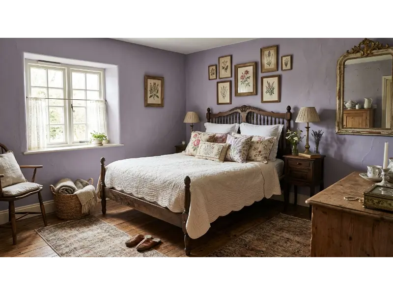 Lavender Bedroom With Vintage Details