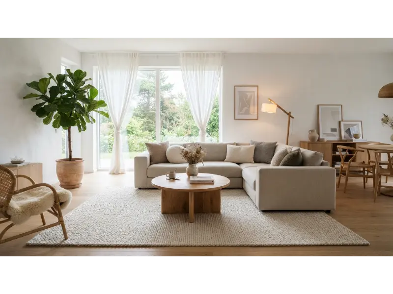 Layer a Large Neutral Rug Beneath Your Furniture