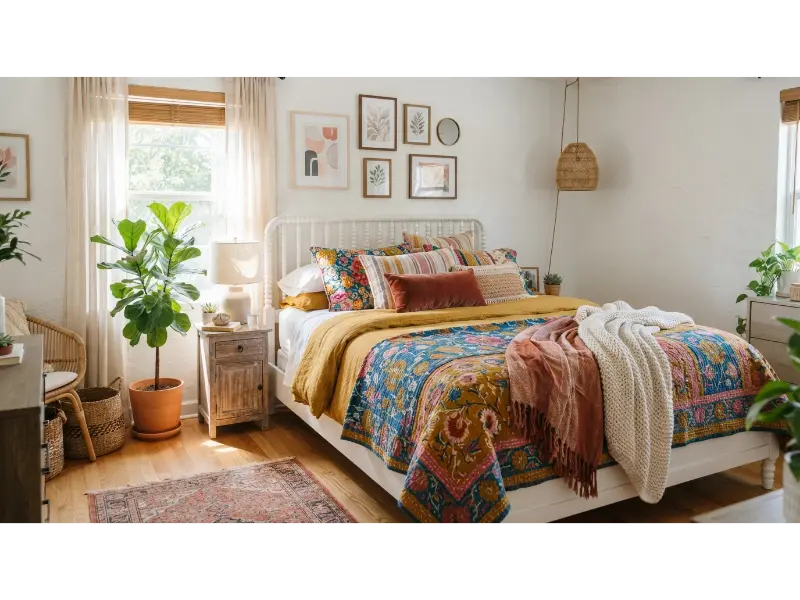 Layered Bedding with Vibrant Colors