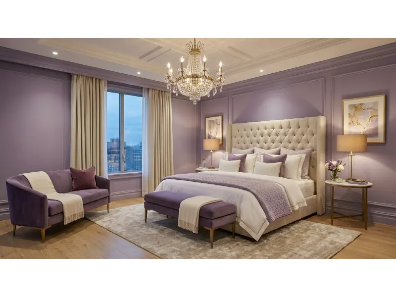 Luxurious Lavender Hotel Style Bedroom
